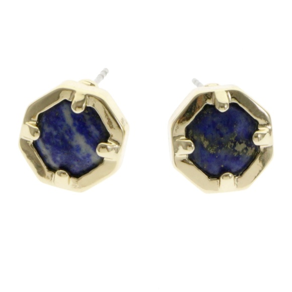 Express Post-Earrings Gold/Blue NWOT - Picture 2 of 2